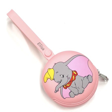 PERSONALIZA Estuche Cadena Porta Chupete Redondo DUMBO ROSA PASTEL