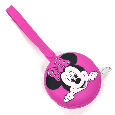 PERSONNALISER Étui à chaîne rond pour porte-sucette MINNIE FUCHSIA