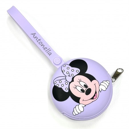 PERSONNALISER Étui à chaîne rond pour porte-sucette MINNIE GLYCINE