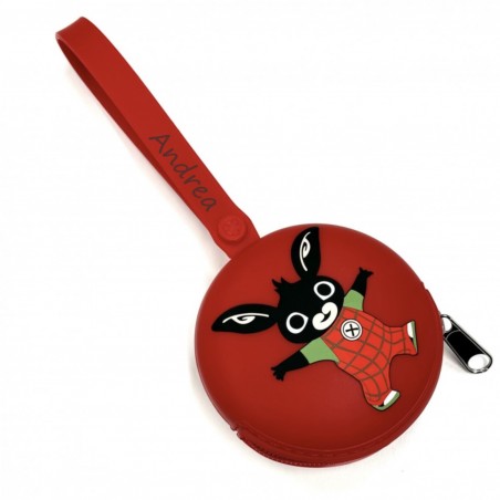 PERSONALIZE Porta-chupeta redondo com corrente Bing Vermelho