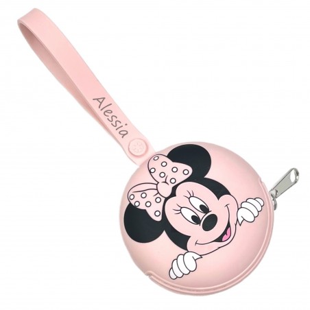 PERSONALIZA Estuche Cadena Porta Chupete Redondo MINNIE TALCO