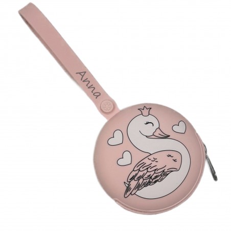 copy of PERSONALIZE Porta-chupeta redondo com corrente Cisne Talco