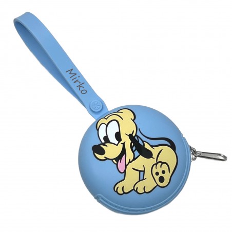 PERSONNALISER Étui à chaîne rond pour porte-sucette PLUTO BLUE PASTEL