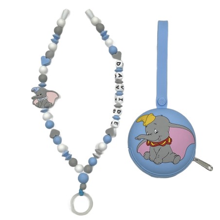 Babyjart Collana Portaciuccio con Nome, in silicone, gancio/adattatore ciuccio mam